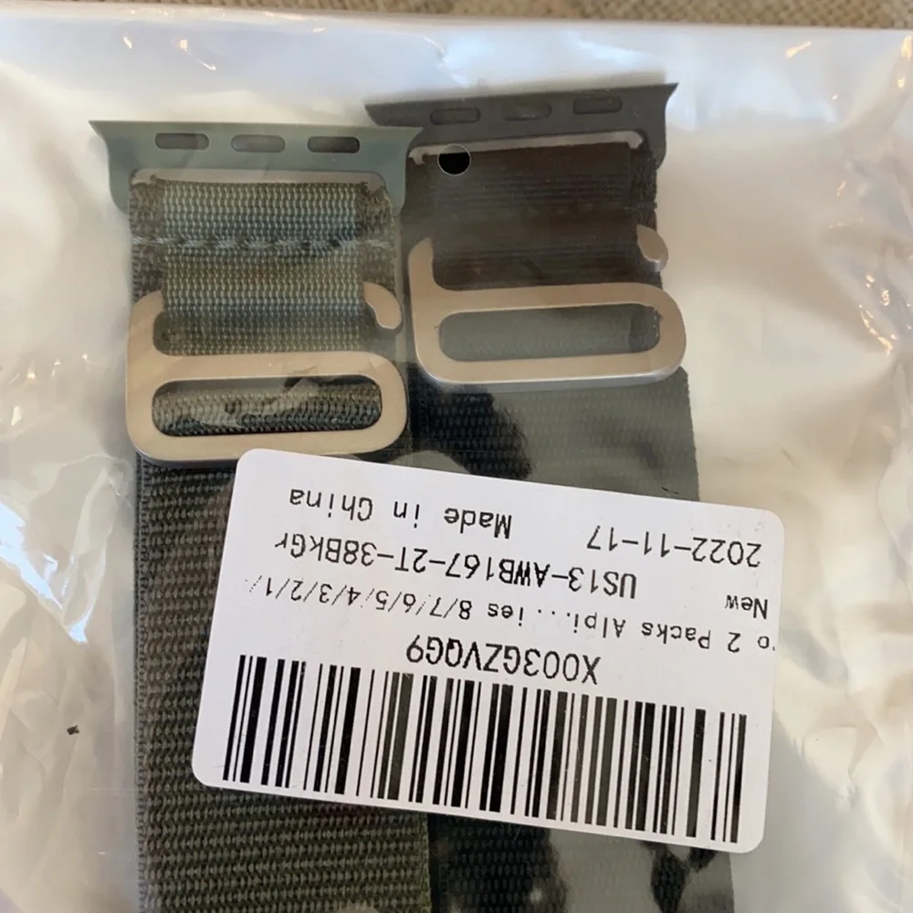 NWT GIROVO 2 Pack Alpine Loop Apple Watch Bands Black / Army Green